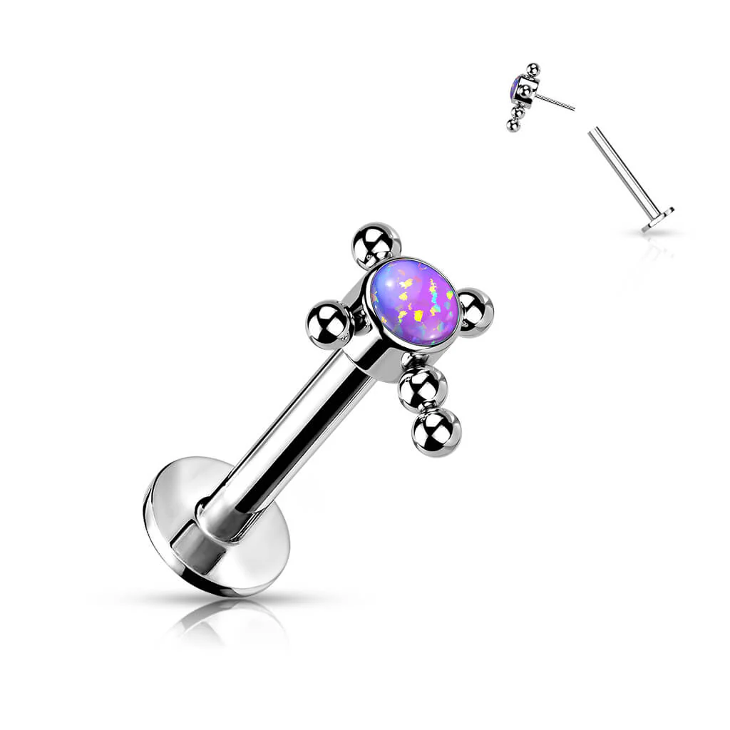 Tytan labret krzyż cyrkonia opal srebrny push-in - Image 9