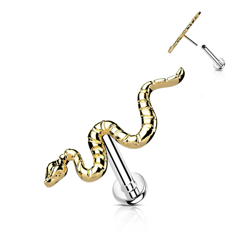Tytan labret złoty wąż push-in - Image 5
