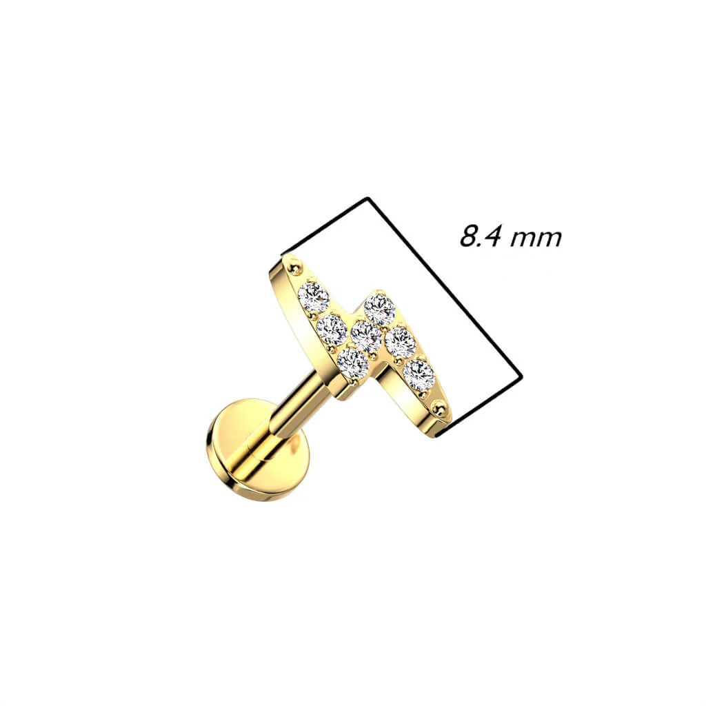 Tytan labret piorun złoty srebrny push-in - Image 2