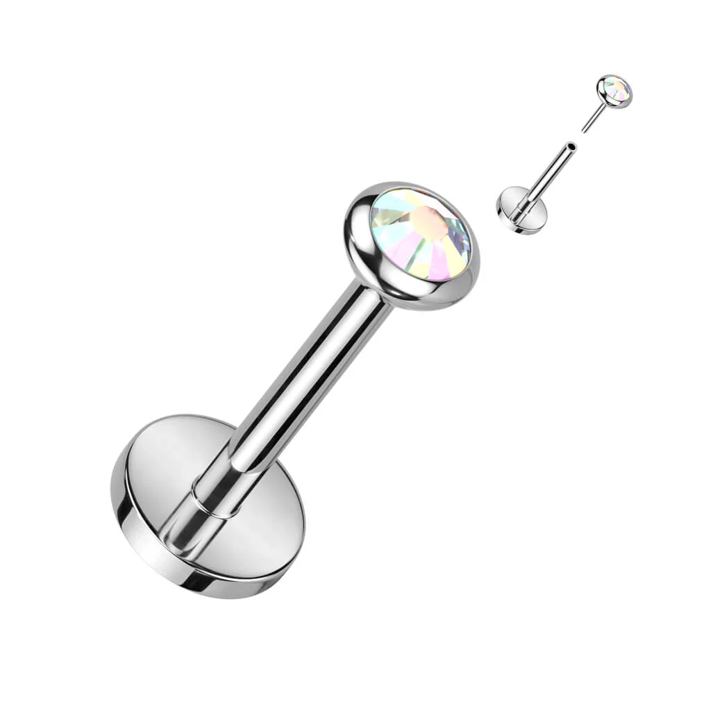 Tytan labret cyrkonia opal push-in - Image 3