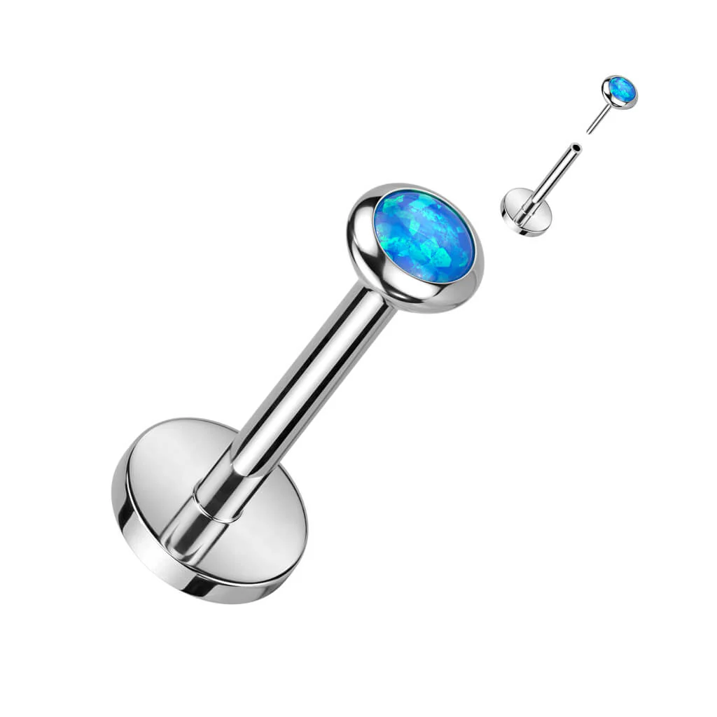 Tytan labret cyrkonia opal push-in - Image 7