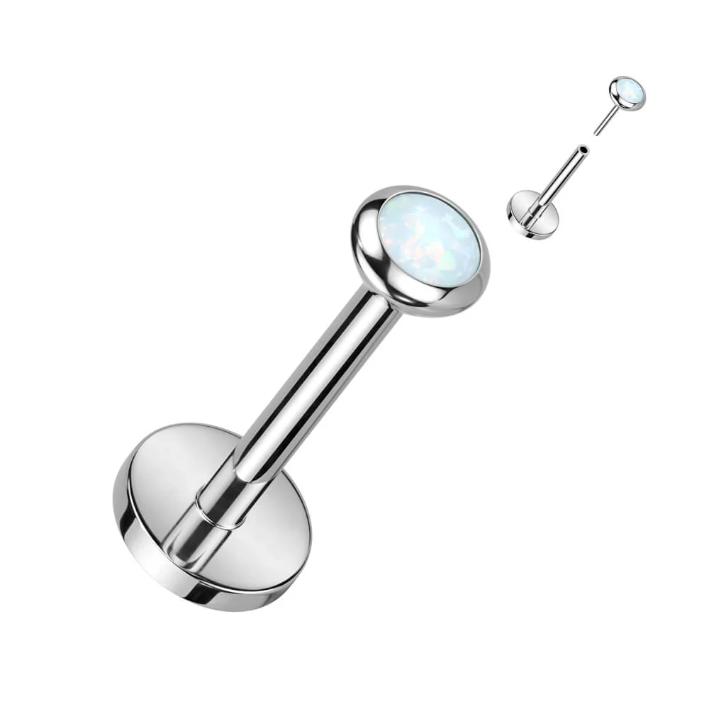 Tytan labret cyrkonia opal push-in - Image 8