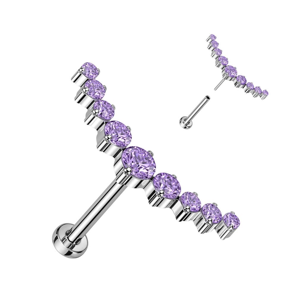 Tytan labret zaokrąglony cyrkonia push-in - Image 2