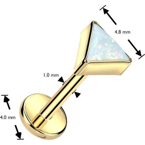 Tytan labret nakrętka trójkąt opal w oprawie bezel push-in - Image 2