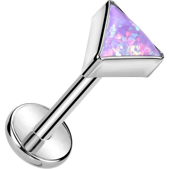 Tytan labret nakrętka trójkąt opal w oprawie bezel push-in - Image 5