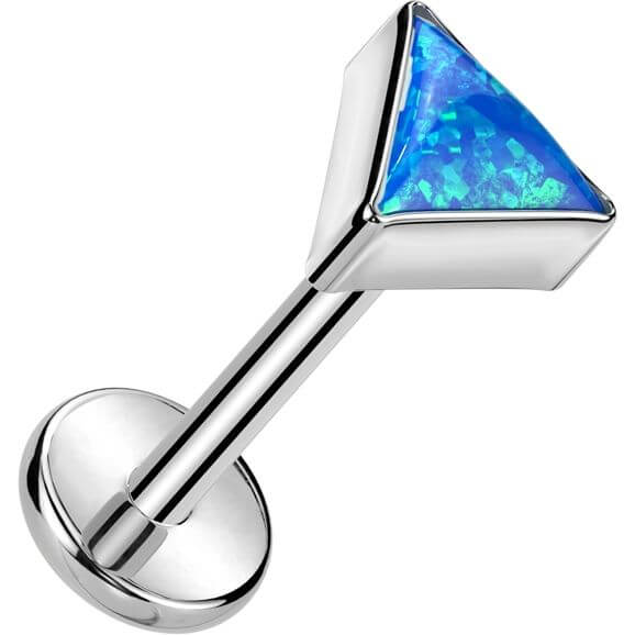 Tytan labret nakrętka trójkąt opal w oprawie bezel push-in - Image 6