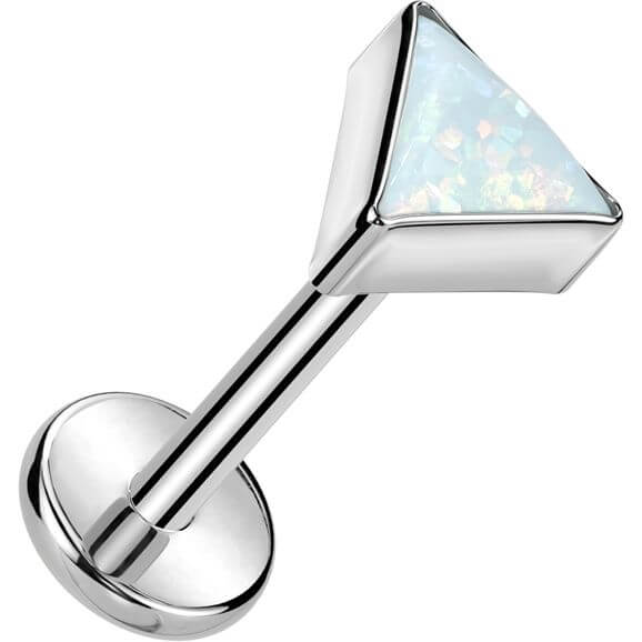Tytan labret nakrętka trójkąt opal w oprawie bezel push-in - Image 7