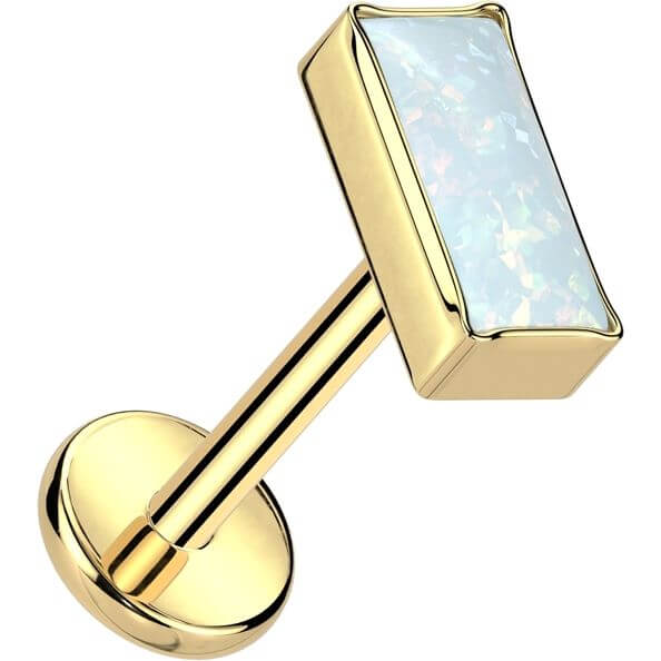 Tytan labret nakrętka prostokąt opal w oprawie bezel push-in - Image 4