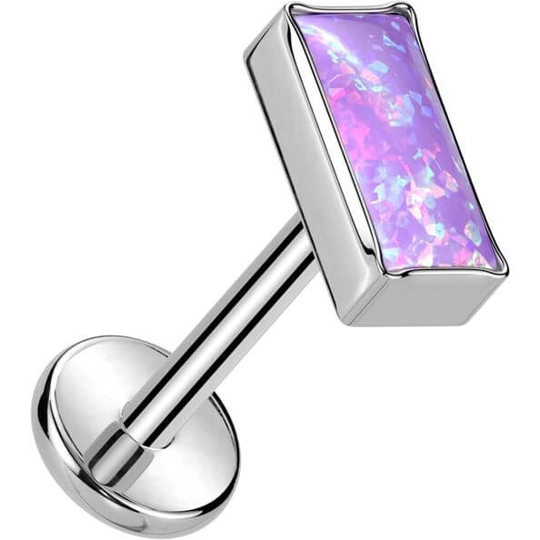 Tytan labret nakrętka prostokąt opal w oprawie bezel push-in - Image 5
