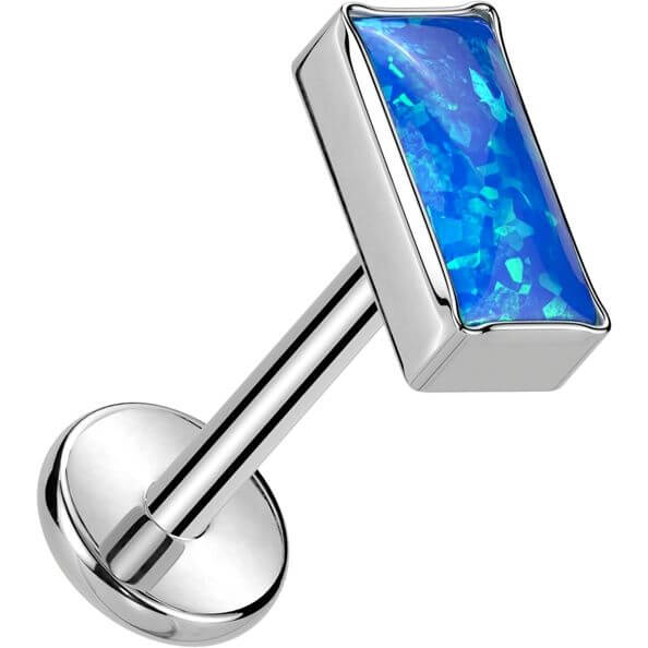 Tytan labret nakrętka prostokąt opal w oprawie bezel push-in - Image 6
