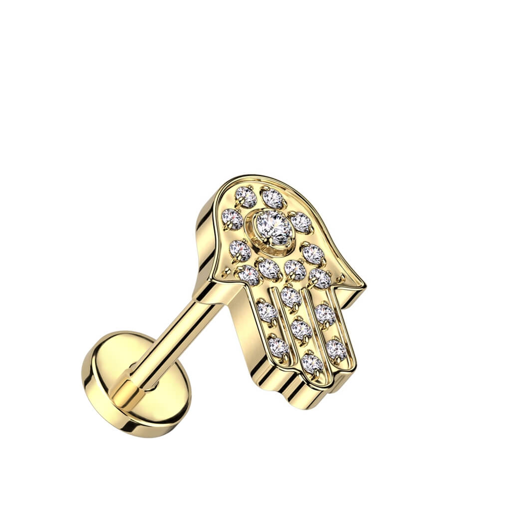 Tytan labret hamsa cyrkonia push-in - Image 3