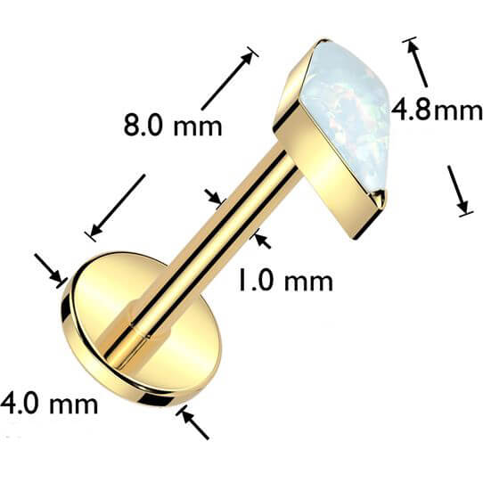 Tytan labret cyrkonia opal w kształcie diamentu push-in - Image 2