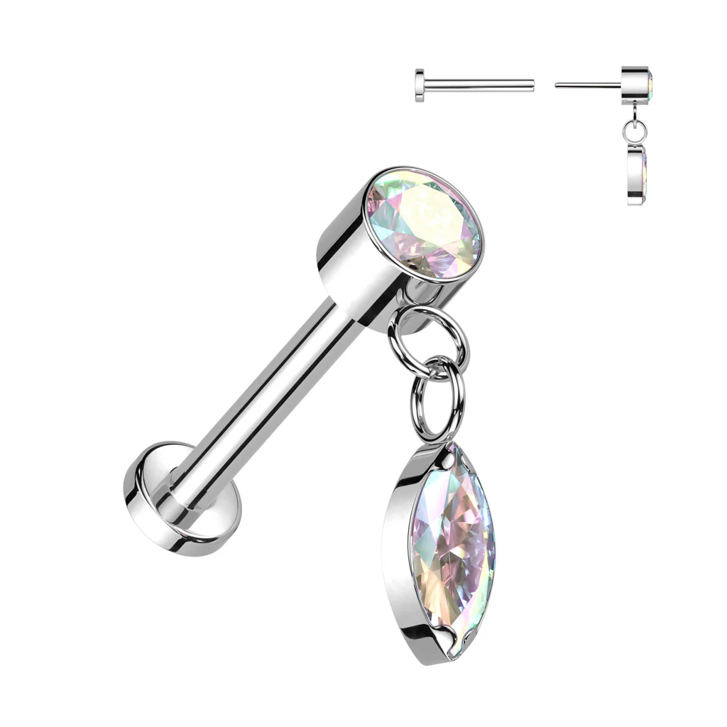 Tytan labret kropla zawieszka cyrkonia push-in - Image 3