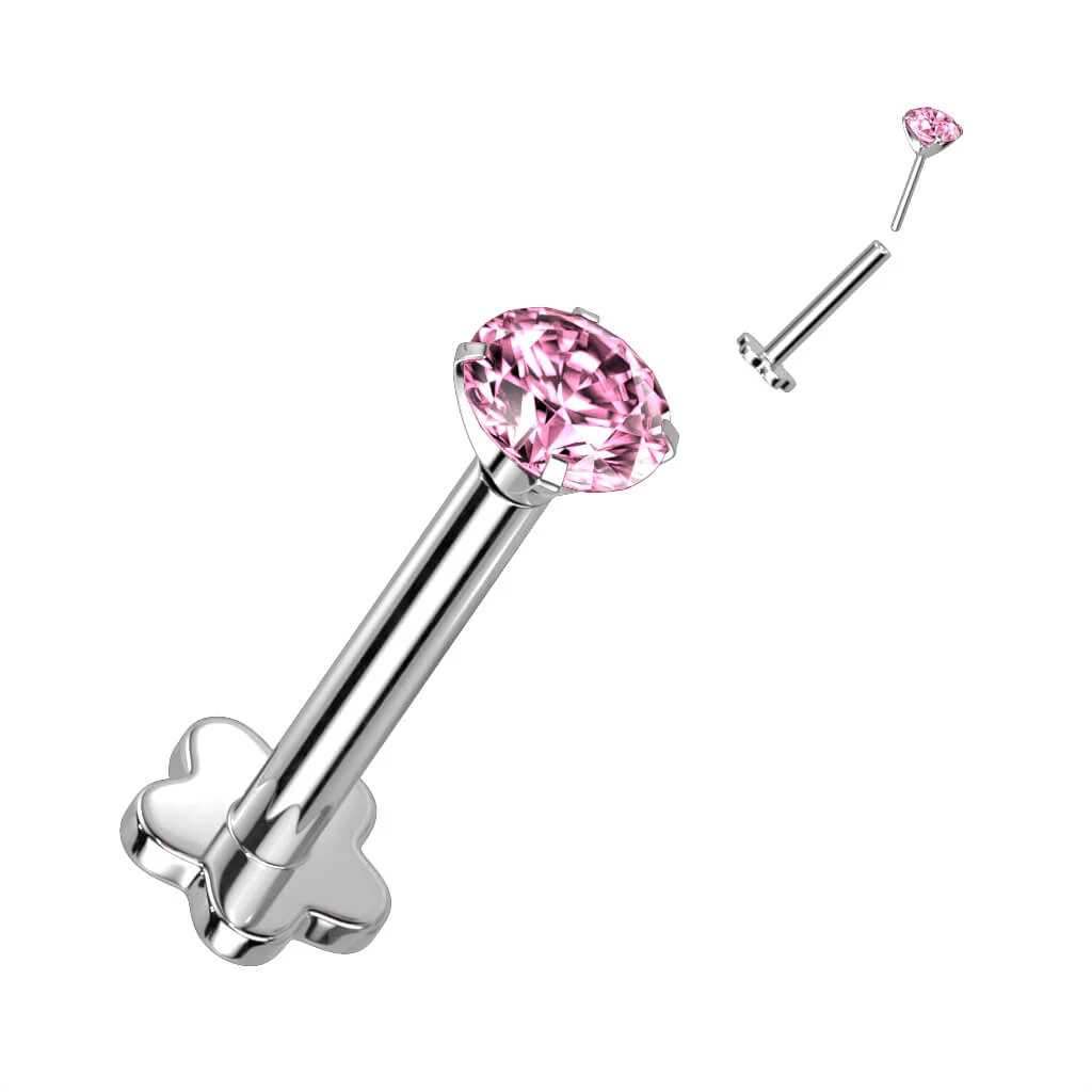 Tytan labret kwiatek cyrkonia podstawa w kształcie kwiatka push-in - Image 10
