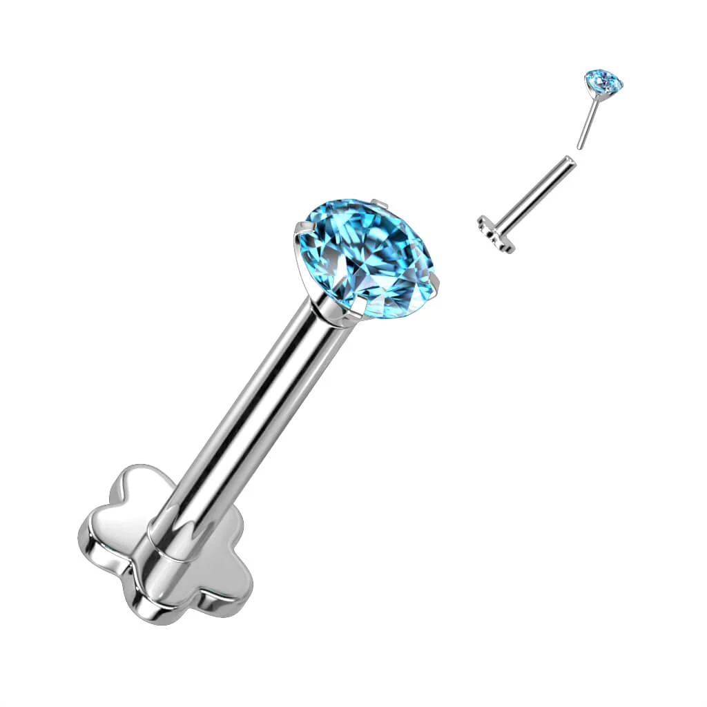 Tytan labret kwiatek cyrkonia podstawa w kształcie kwiatka push-in - Image 11