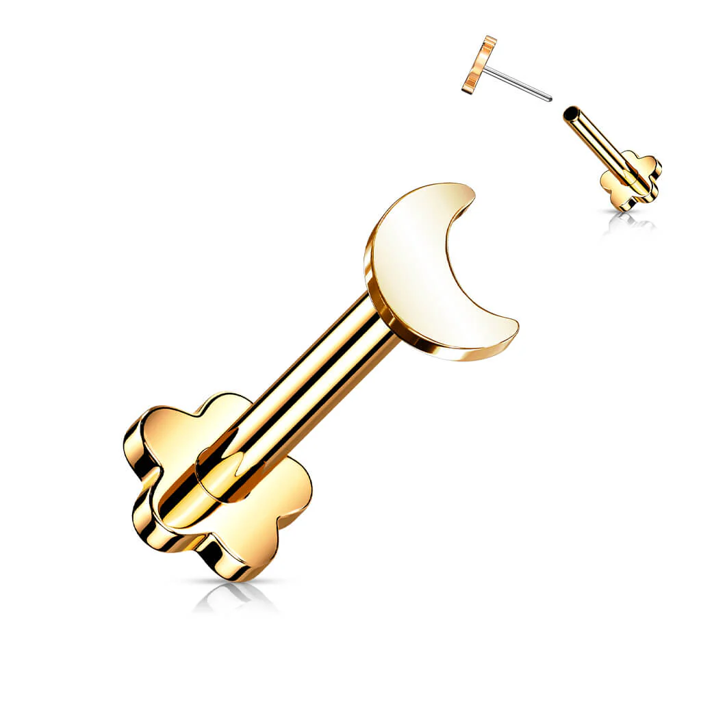 Tytan labret książyc podstawa w kształcie kwiatka push-in - Image 7