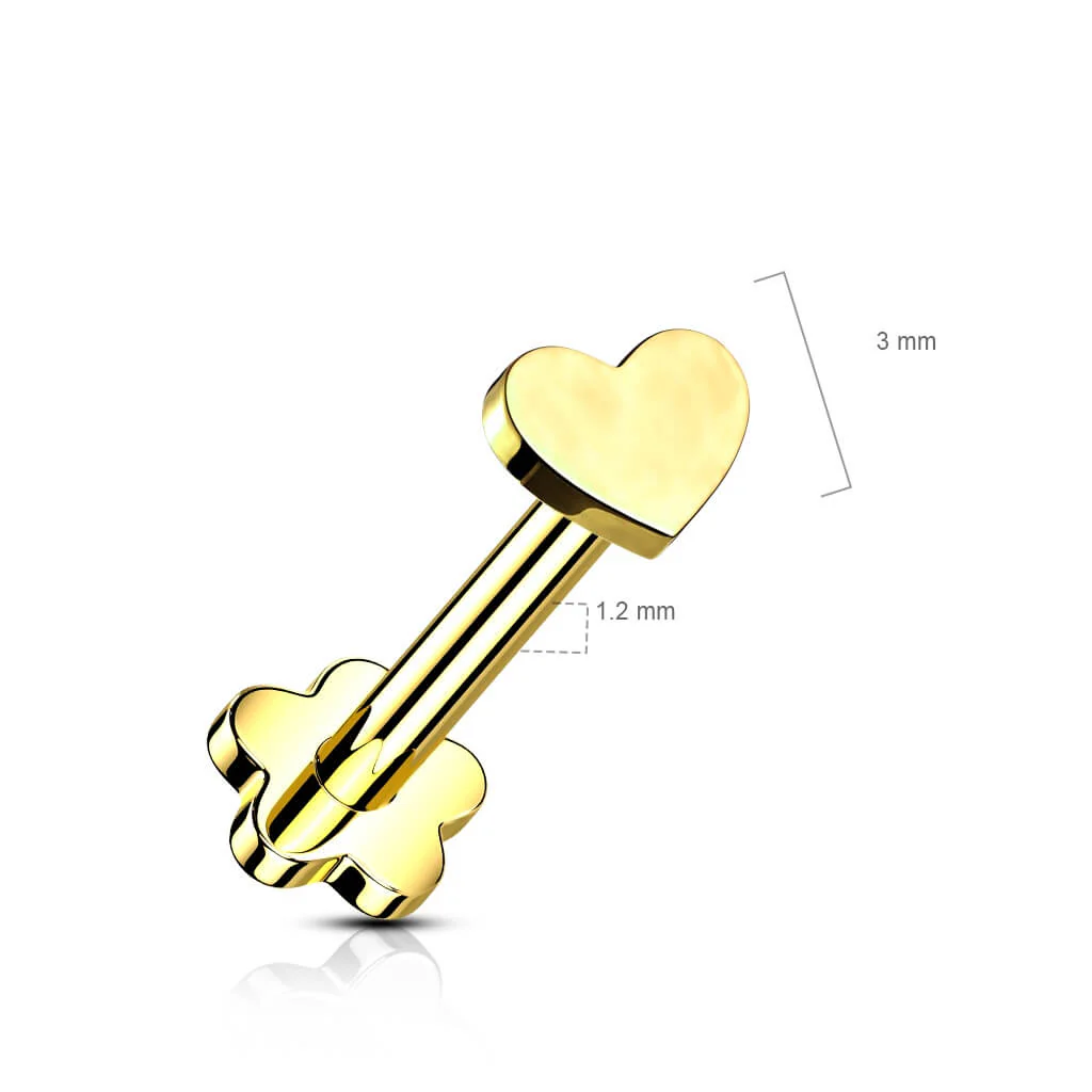 Tytan labret serduszko podstawa w kształcie kwiatka push-in - Image 2