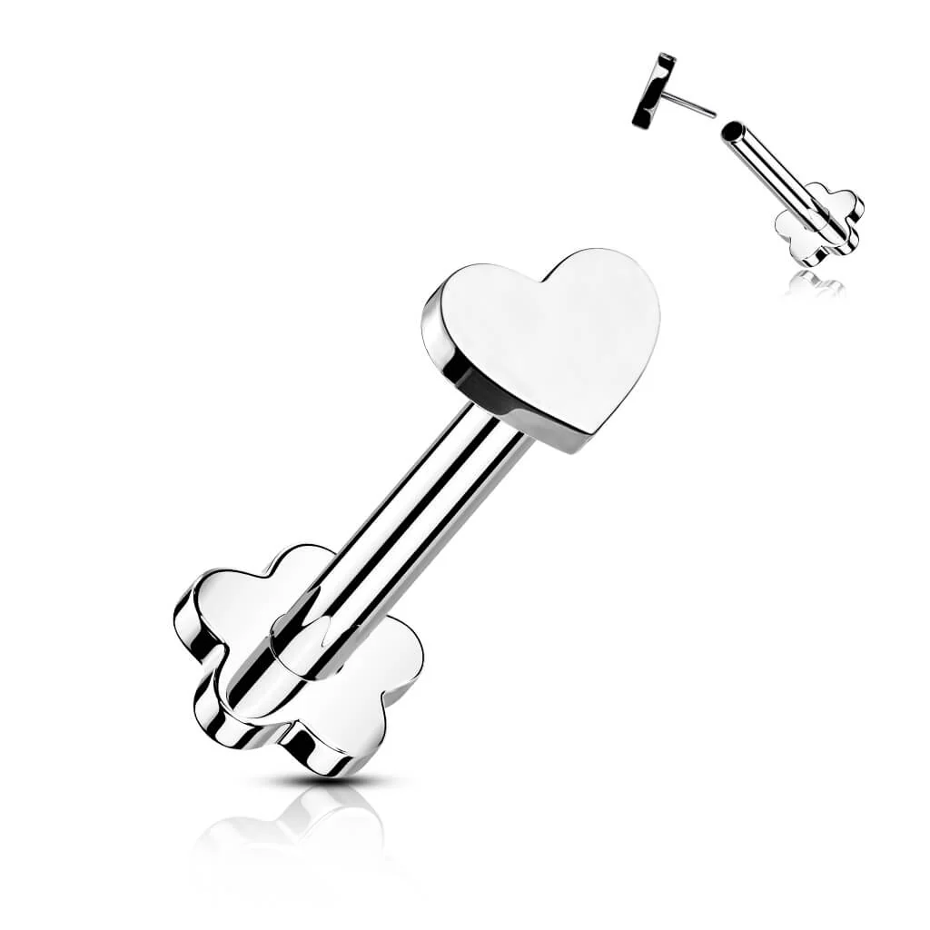 Tytan labret serduszko podstawa w kształcie kwiatka push-in - Image 8