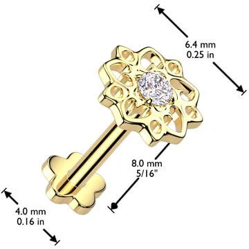 Tytan labret kwiatek cyrkonia podstawa kwiatek push-in - Image 2