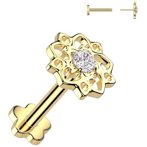 Tytan labret kwiatek cyrkonia podstawa kwiatek push-in - Image 4