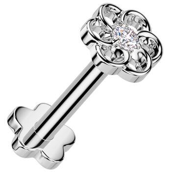 Tytan labret kwiatek cyrkonia podstawa kwiatek push-in - Image 3