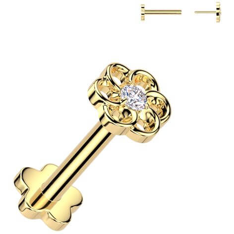 Tytan labret kwiatek cyrkonia podstawa kwiatek push-in - Image 4