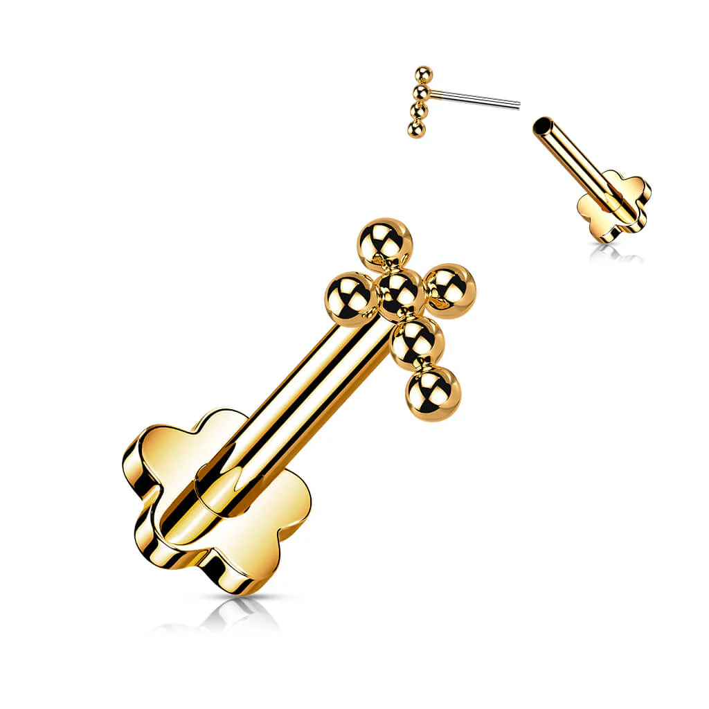 Tytan labret krzyż kulki podstawa w kształcie kwiatka push-in - Image 5