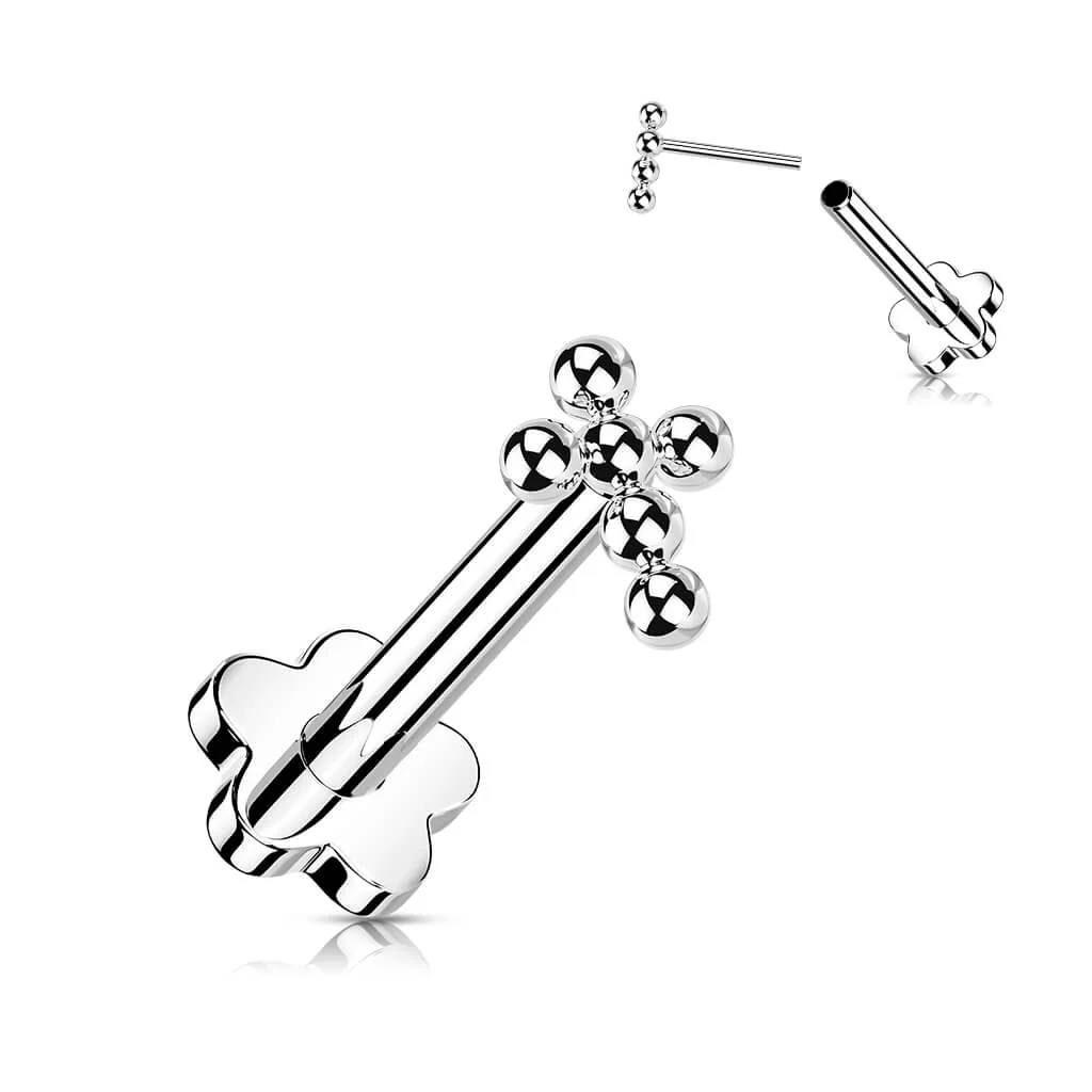 Tytan labret krzyż kulki podstawa w kształcie kwiatka push-in - Image 6
