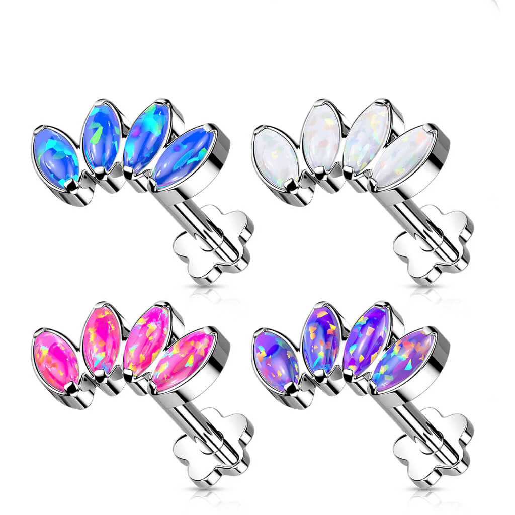 Tytan labret opal podstawa w kształcie kwiatka push-in - Image 2