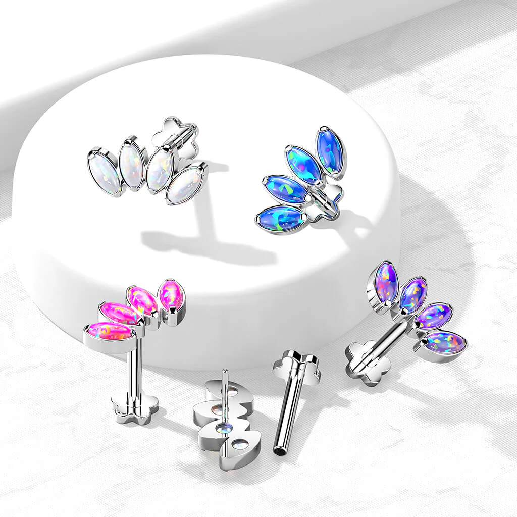 Tytan labret opal podstawa w kształcie kwiatka push-in - Image 3