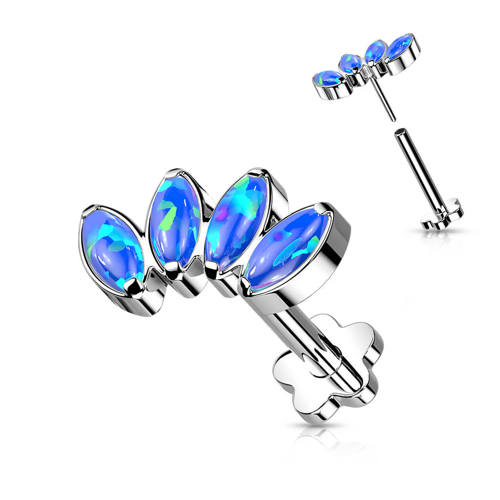 Tytan labret opal podstawa w kształcie kwiatka push-in - Image 4
