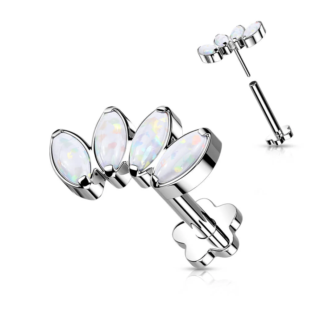 Tytan labret opal podstawa w kształcie kwiatka push-in - Image 5
