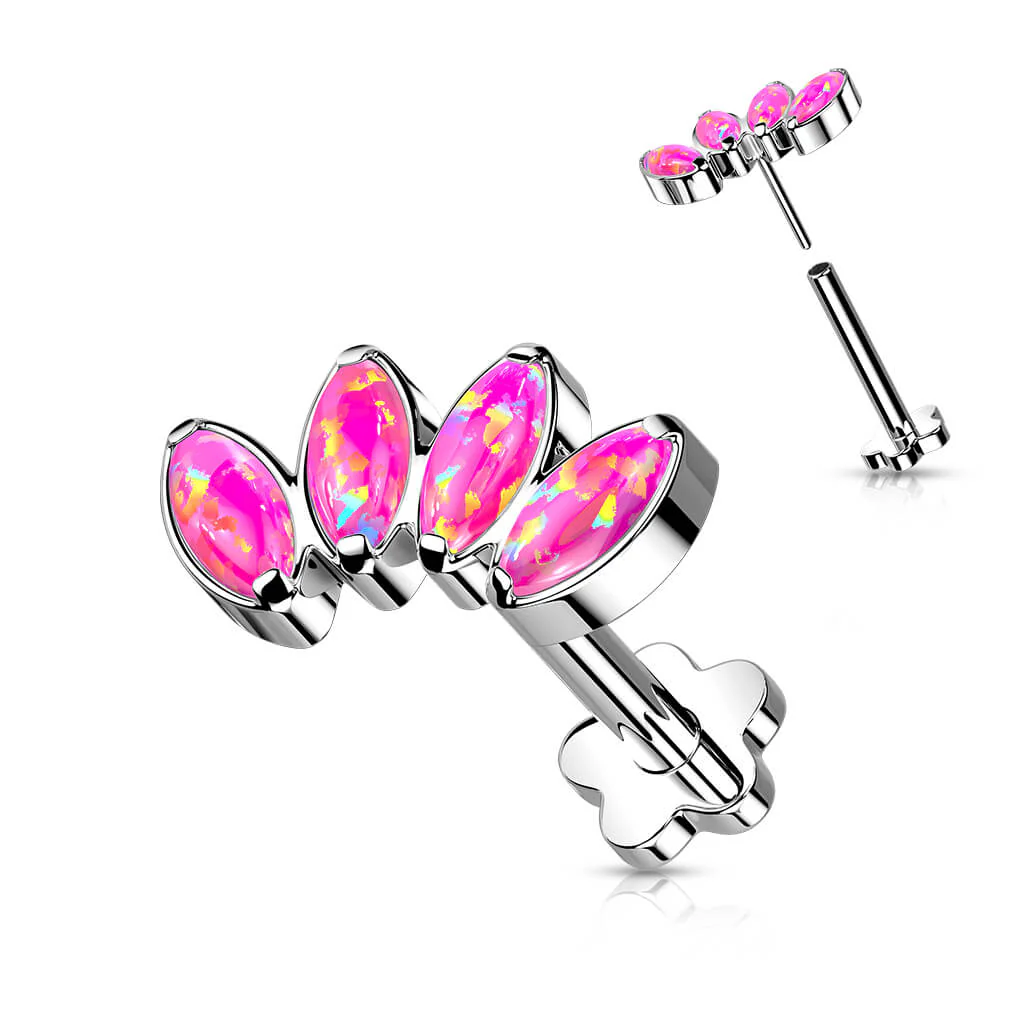 Tytan labret opal podstawa w kształcie kwiatka push-in - Image 6