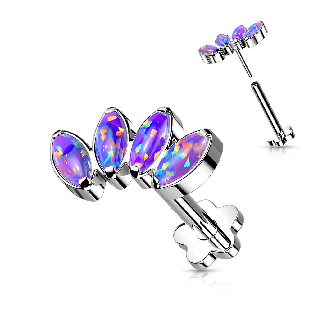 Tytan labret opal podstawa w kształcie kwiatka push-in - Image 7