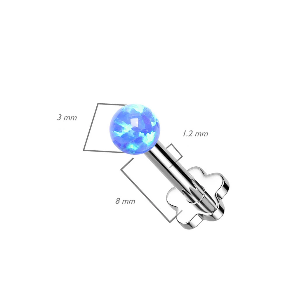 Tytan labret kulka opal podstawa w kształcie kwiatka push-in - Image 2