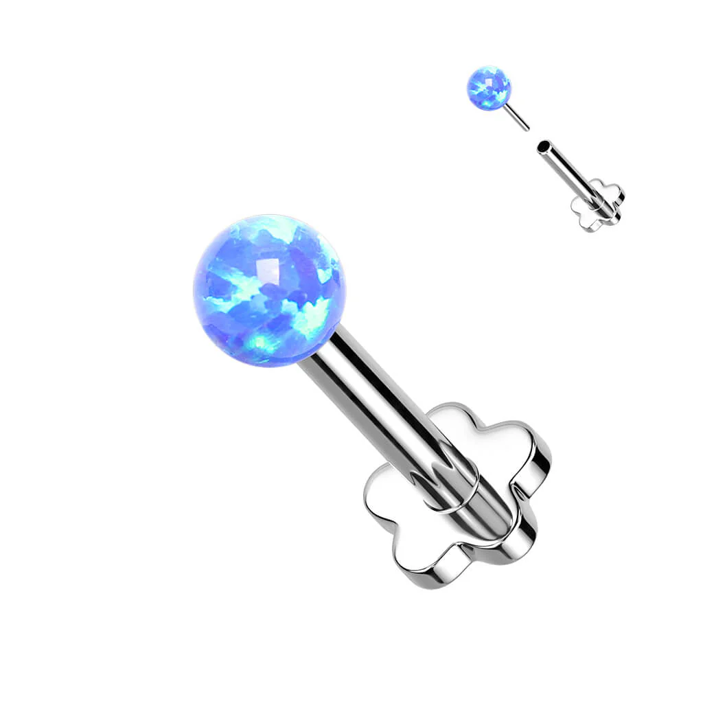 Tytan labret kulka opal podstawa w kształcie kwiatka push-in - Image 3