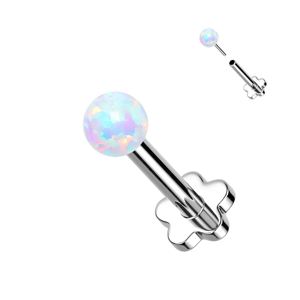 Tytan labret kulka opal podstawa w kształcie kwiatka push-in - Image 4