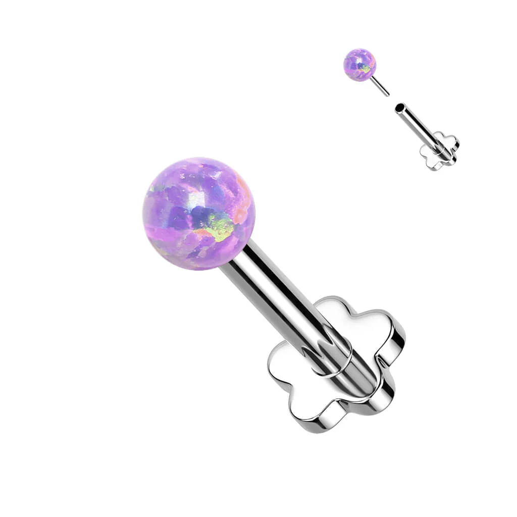 Tytan labret kulka opal podstawa w kształcie kwiatka push-in - Image 6