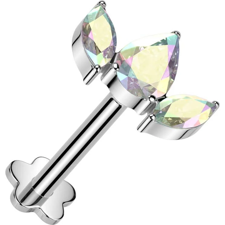 Tytan labret 3 cyrkonie podstawa kwiatek push-in - Image 5