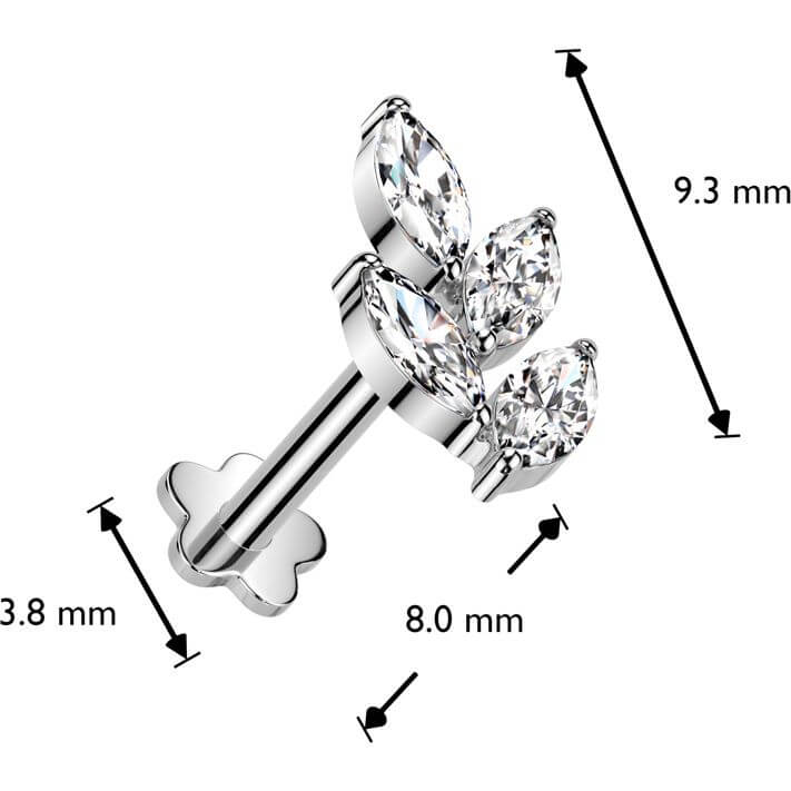 Tytan labret listek podstawa kwiatek push-in - Image 2