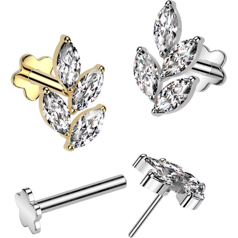 Tytan labret listek podstawa kwiatek push-in - Image 3