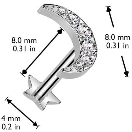Tytan labret księżyc cyrkonia podstawa gwiazdka push-in - Image 2