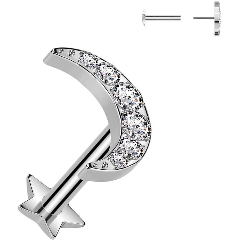 Tytan labret księżyc cyrkonia podstawa gwiazdka push-in - Image 3