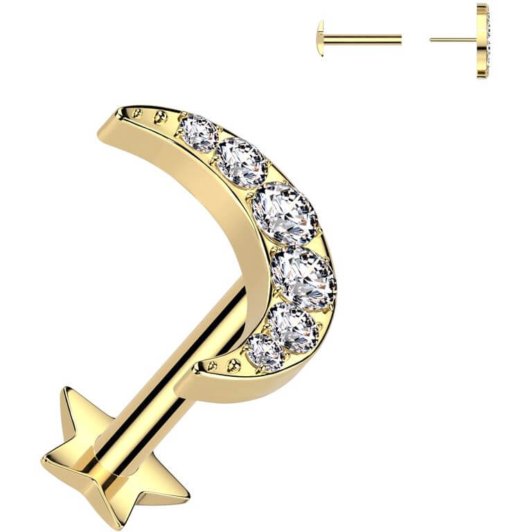 Tytan labret księżyc cyrkonia podstawa gwiazdka push-in - Image 4