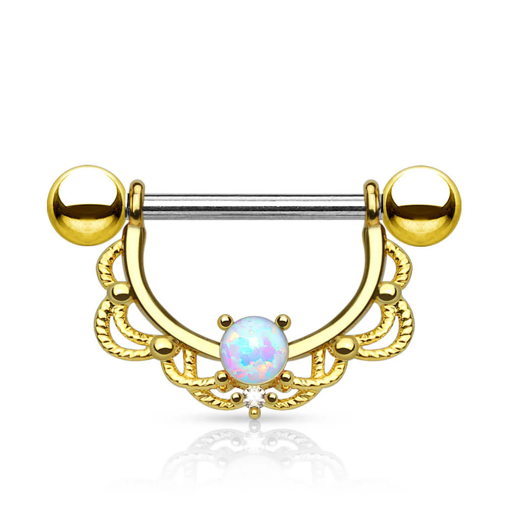 Kolczyk do sutka wieniec zawieszka opal - Image 2