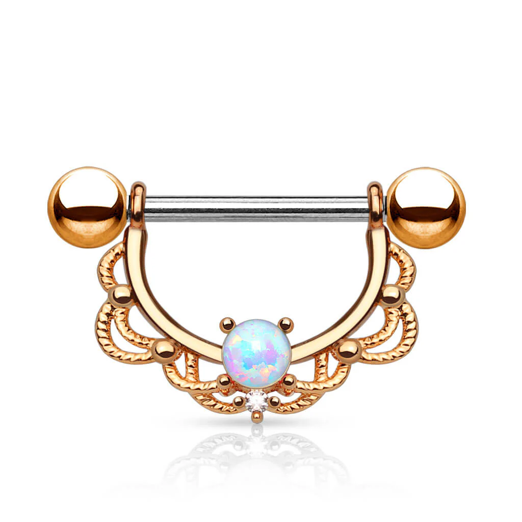 Kolczyk do sutka wieniec zawieszka opal - Image 3