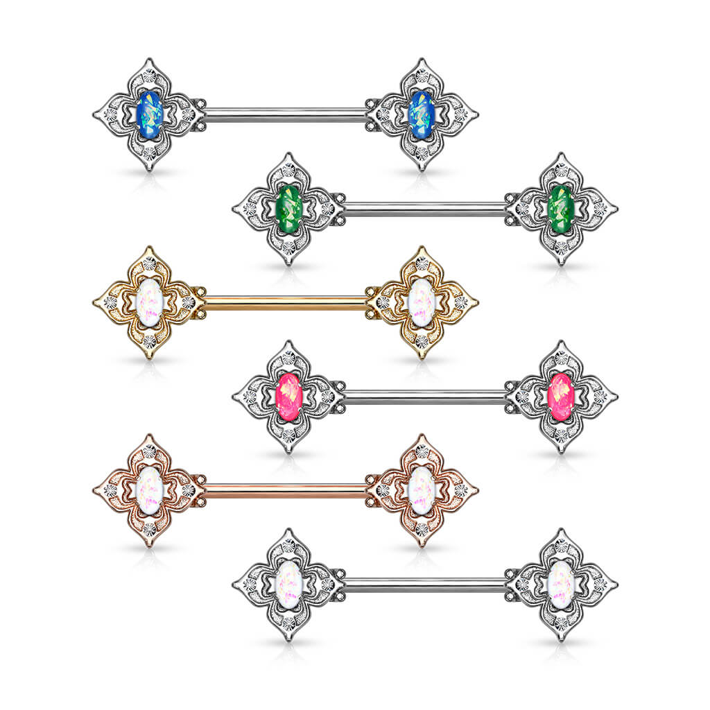 Kolczyk do sutka kwiatki opal cyrkonia - Image 3