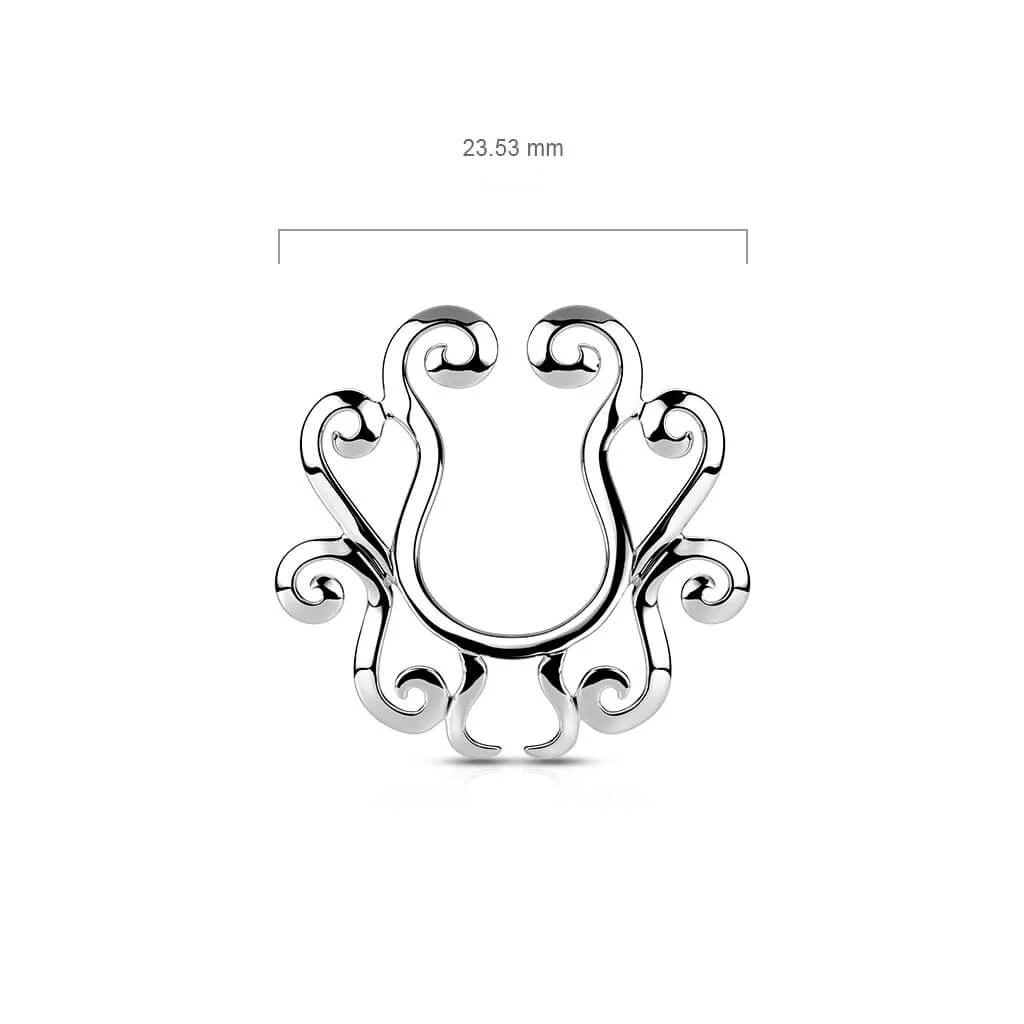 Fake piercing do sutka tribal srebrny kolczyk rozginany - Image 2