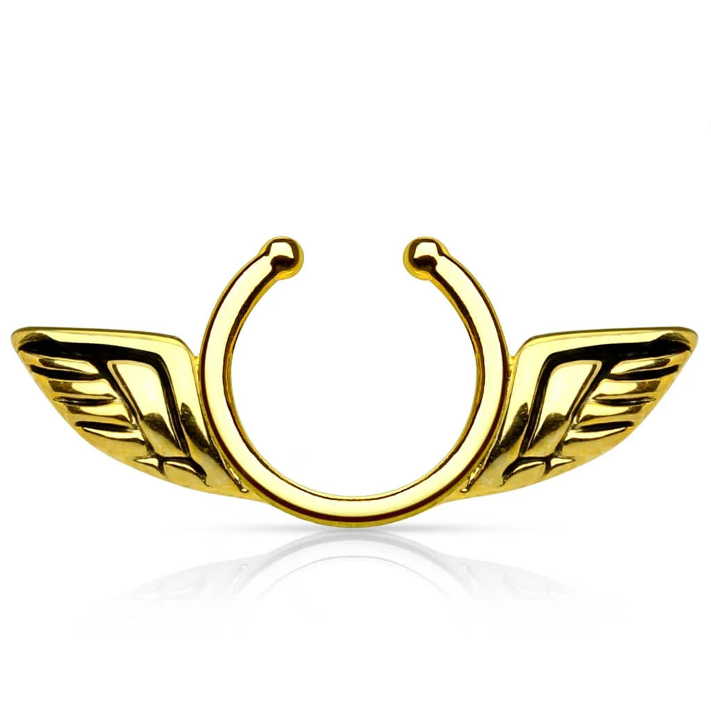 Fake piercing do sutka skrzydła anioła kolczyk rozginany - Image 2