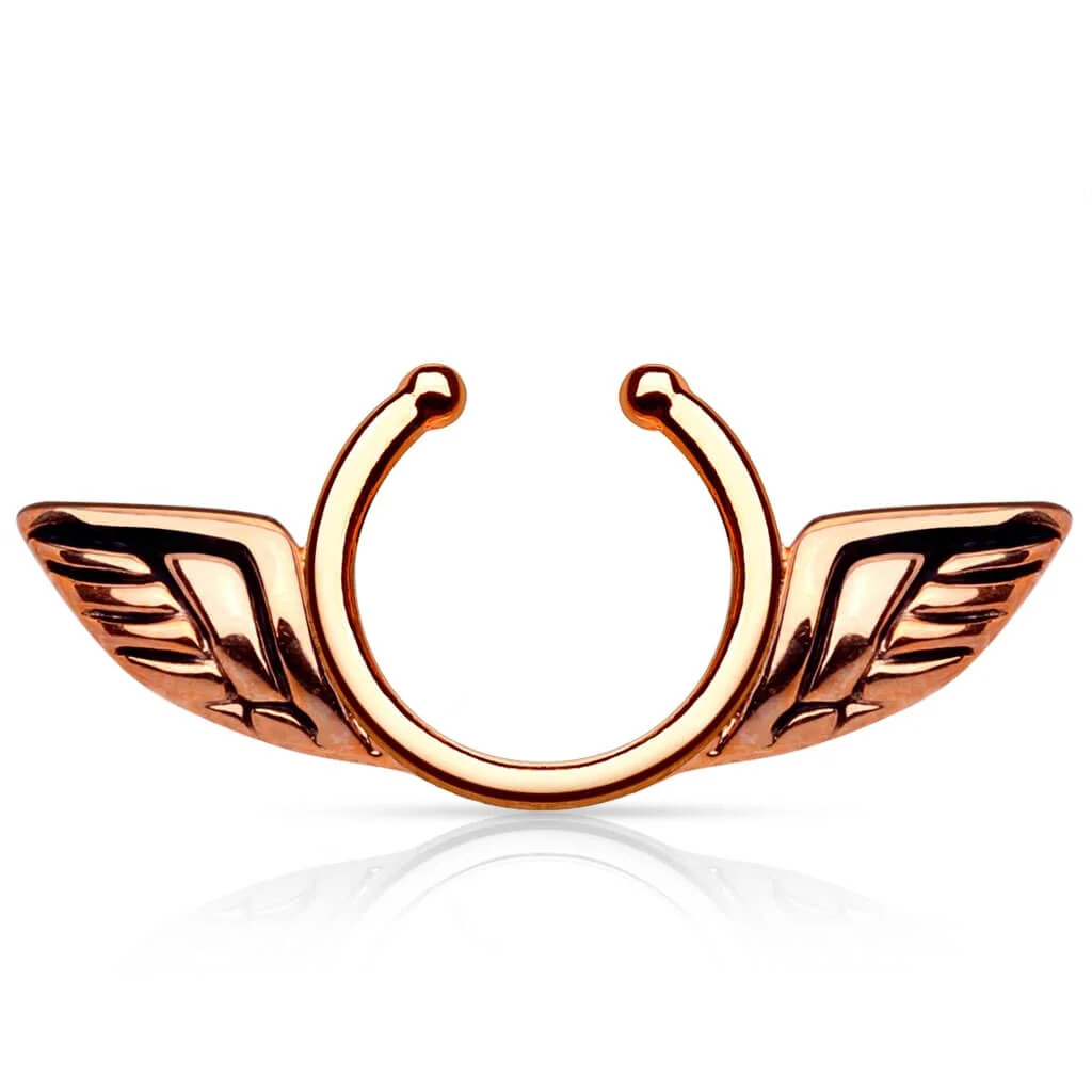 Fake piercing do sutka skrzydła anioła kolczyk rozginany - Image 3